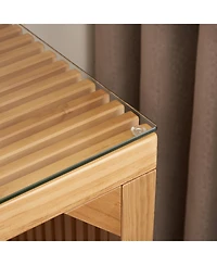 Streamdale Furniture Pine Dining Bench and Table Set with Tempered Glass