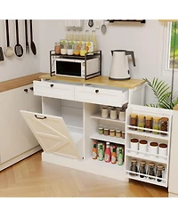 Streamdale Furniture Kitchen Storage Cabinet with Trash Cabinet, Drawers, Shelves, and Door