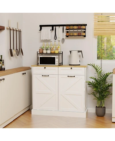 Streamdale Furniture Kitchen Storage Cabinet with Trash Cabinet, Drawers, Shelves, and Door