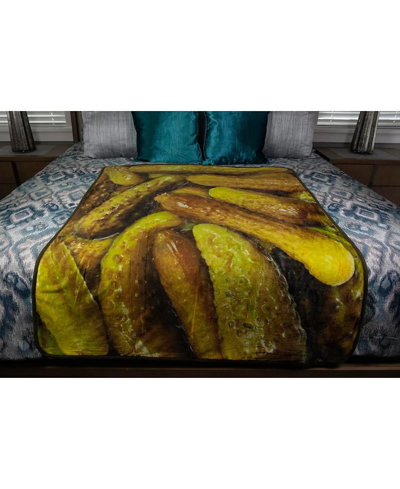 Just Funky Pickles Fleece Throw Blanket | Large Soft Throw Blanket | 60 x 45 Inches