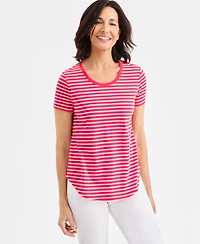 Style & Co Women's Printed Short-Sleeve Crewneck Top, Macy's Exclusive