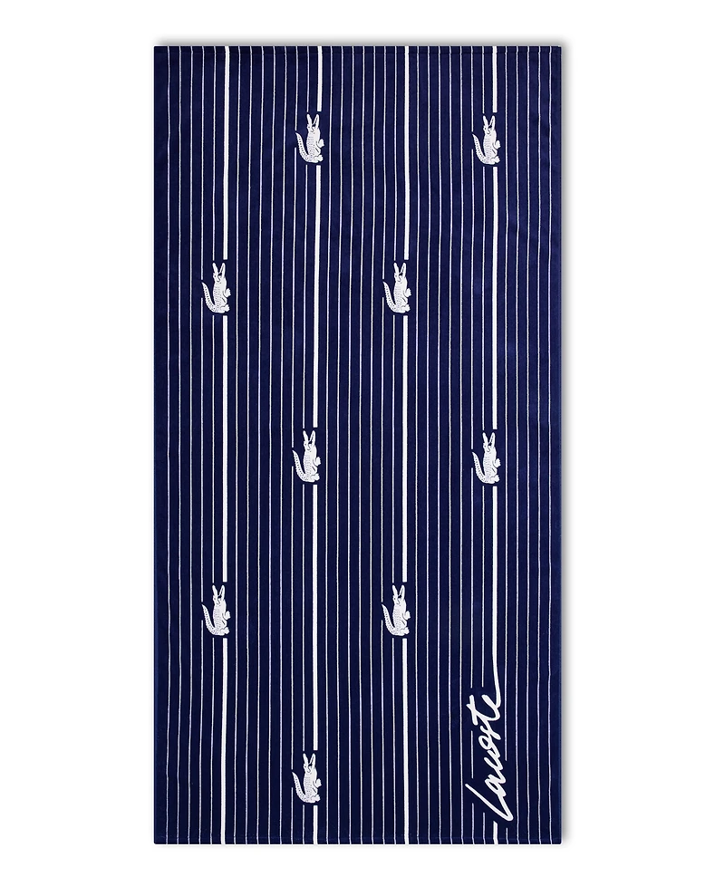 Lacoste Crocodile Print Shirting Cotton Beach Towel, 36" x 72"