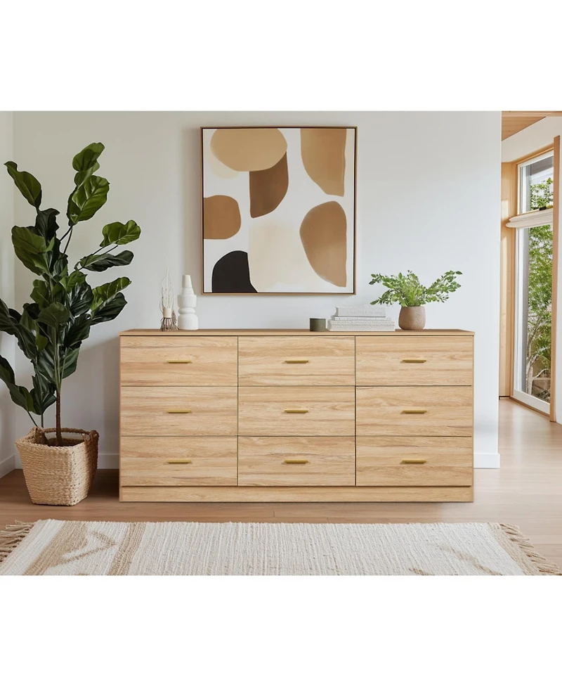 Streamdale Modern Natural 9-Drawer Dresser