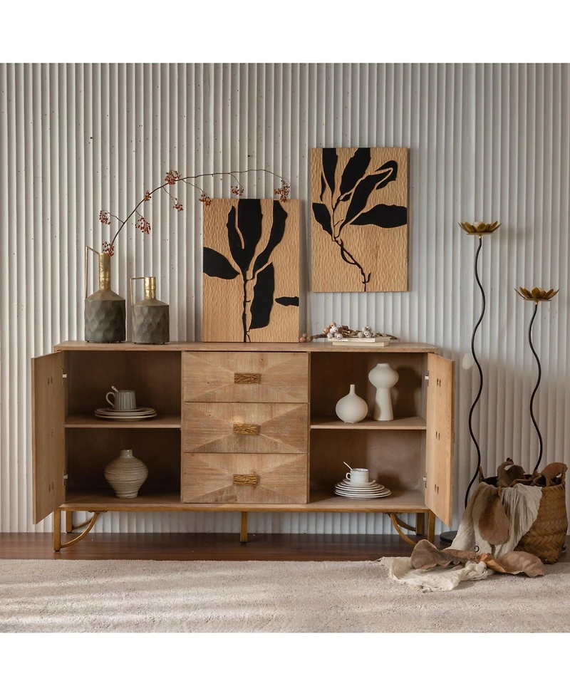 Streamdale Furniture Light Wood 9-Drawer Dresser & Tv Stand