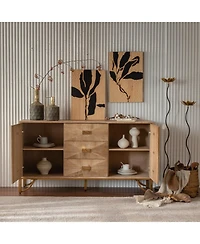 Streamdale Furniture Light Wood 9-Drawer Dresser & Tv Stand