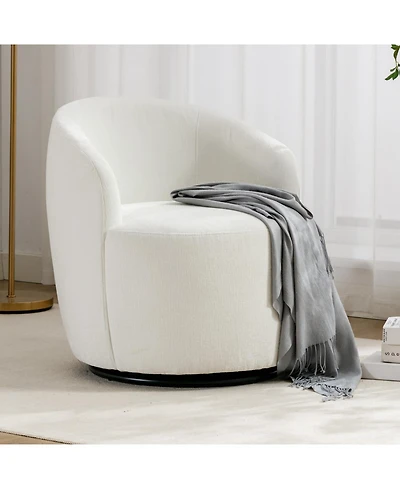 Streamdale Furniture Swanky Swivel Armchair Plush Chenille, Foam Comfort, Black Base