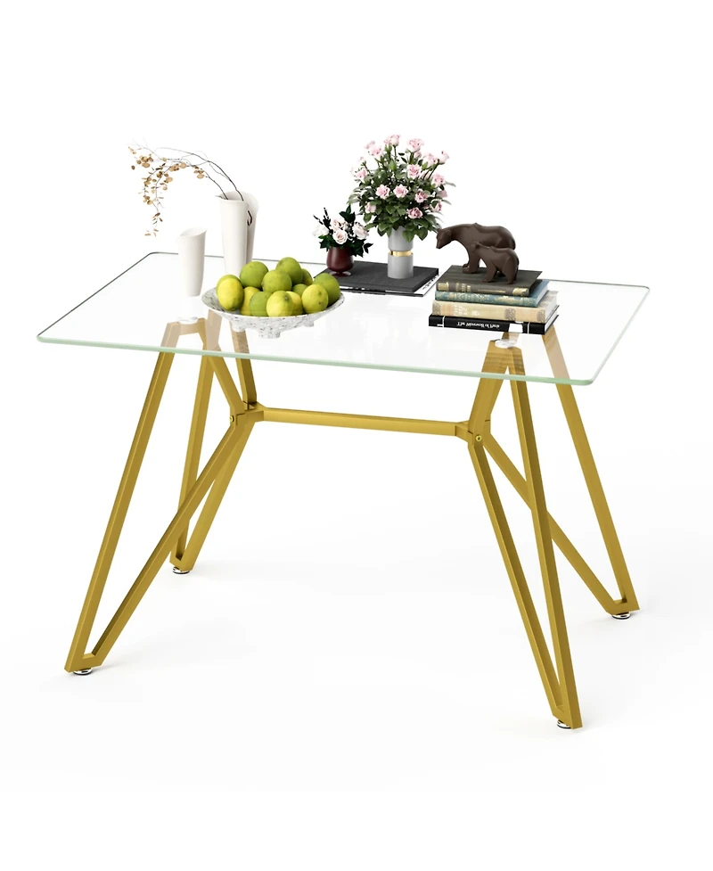 Streamdale Furniture 47.3" Rectangular Glass Dining Table - Gold