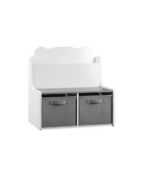 Streamdale Furniture Kids Bookshelf with Storage Bins - Bear Design, White & Gray