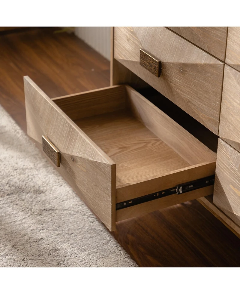 Streamdale Furniture Light Wood 6-Drawer Dresser/Tv Stand