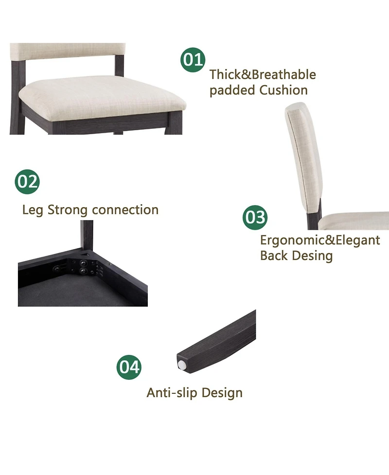 Streamdale Furniture Modern 4-Person Dining Set - Black & Beige