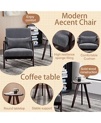 Streamdale Mid-Century Chair & Coffee Table Set, Dark Gray/Walnut