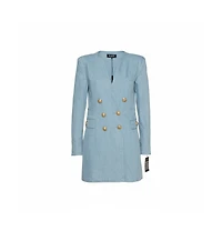 Pre-Owned Balmain Women's Blue Denim Double Breasted Mini Dress
