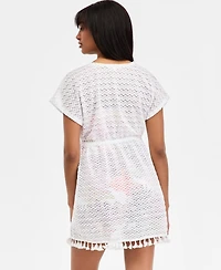 Miken Juniors' Crochet Tassel-Trimmed Tie-Front Kimono Cover-Up, Exclusively at Macy's