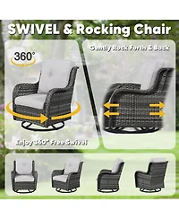 Gymojoy ArcLine Wicker Swivel Glider Outdoor Rocking Chair with CushionGuard Olefin Cushion and Side Table (3-Piece