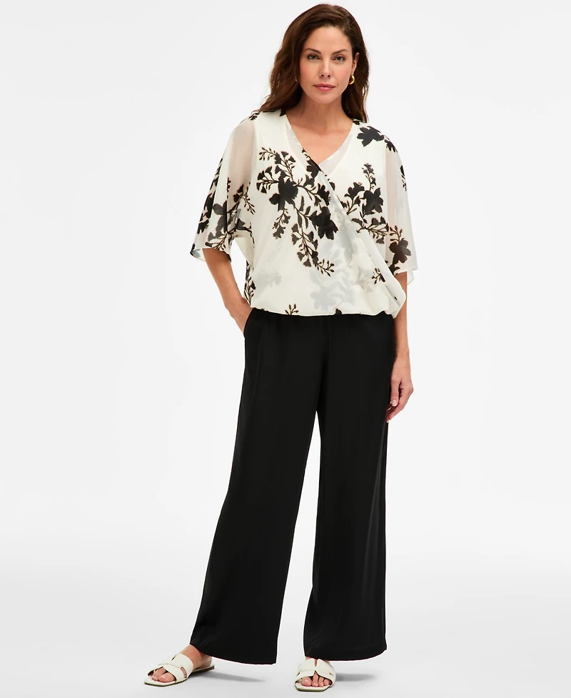 Jm Collection Women's Surplice V-Neck Elbow-Sleeve Top, Macy's Exclusive