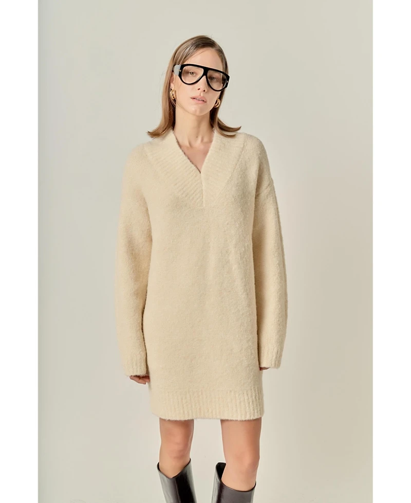 English Factory Women's V Neck Knit Dress