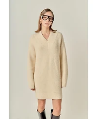 English Factory Women's V Neck Knit Dress