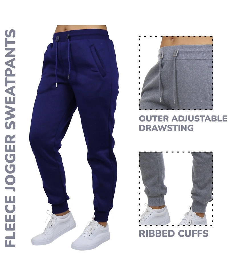 Blue Ice Women's Loose Fit Heavyweight Classic Fleece Jogger Sweatpants- 3 Pack