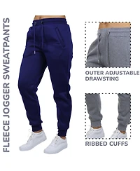 Blue Ice Women's Loose Fit Heavyweight Classic Fleece Jogger Sweatpants- 3 Pack
