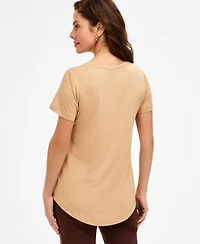 Jm Collection Petite Solid Rayon Span Short-Sleeve Top, Created for Macy's