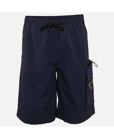 Pre-Owned Versace Men's Pre-Owned Balenciaga men Mcqueen Black Logo Embroidered Denim Shorts