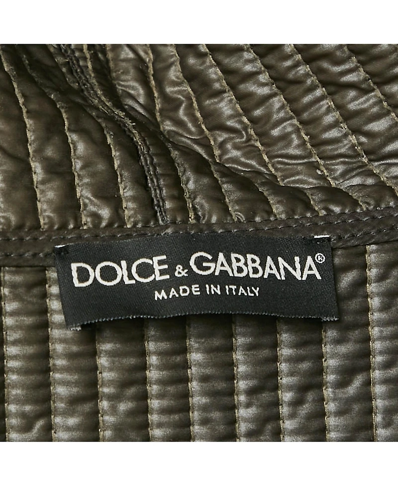 Pre-Owned Dolce & Gabbana Men's Black Quilted Nylon Zip Front Hooded Jacket