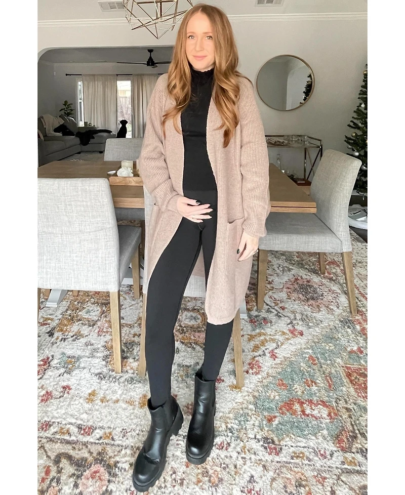 Pinkblush Maternity Taupe Pocketed Knit Cardigan