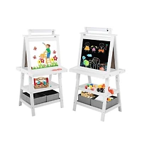 Kinder King Art Easel for Kids, 3 in 1 Toddler Easel w/Whiteboard, Chalkboard & Paper Roll