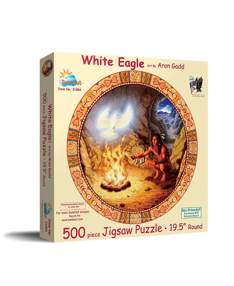 SunsOut White Eagle 500 piece Jigsaw Puzzle for Adults Round