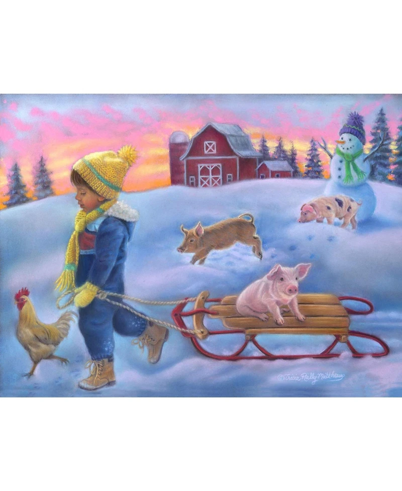 SunsOut Snow Day on the Farm 300 piece Jigsaw Puzzle for Adults