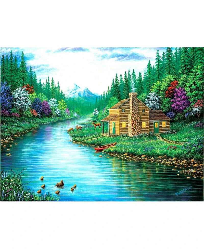 SunsOut The Cabin on the Lake 500 piece Jigsaw Puzzle for Adults
