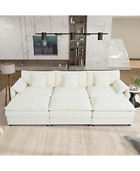 Streamdale Furniture Streamdale Oversized Cloud Sectional Sofa Sleeper w/ Ottomans & Pillows - Beige