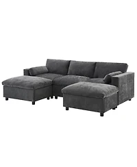 Streamdale Furniture Chenille Modular Sectional Sofa with Ottoman