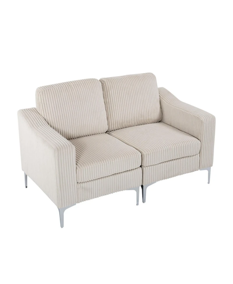 Streamdale Furniture Modular Sectional Two-Seater Sofa Corduroy Sectional Couch Beige