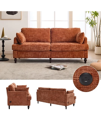 Streamdale Furniture Streamdale Modern Chenille 2-Seater Sofa w/ Led