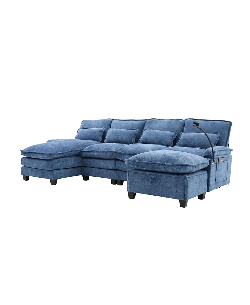 Streamdale Furniture 106" U-Shape Sectional Sofa Cloud Couch, Chenille