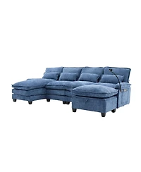 Streamdale Furniture 106" U-Shape Sectional Sofa Cloud Couch, Chenille