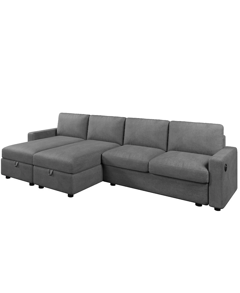 Streamdale Furniture + 103.9" + Fabric (assuming material is fabric) + Storage Chaise & Usb + Sectional Sofa