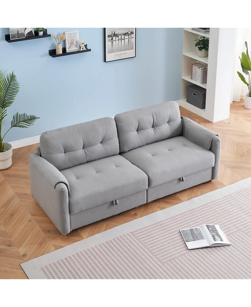 Streamdale Teddy Cotton Linen Sofa - Light Grey