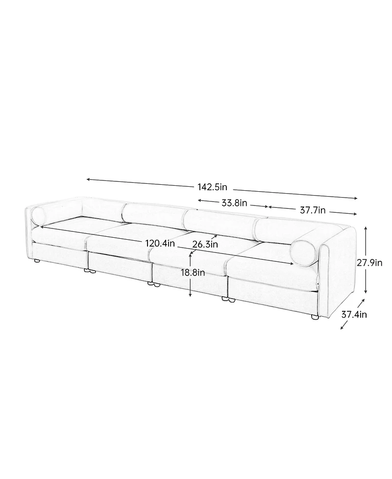 Streamdale Furniture Streamdale Modular Sectional Sofa, Storage, Cylindrical Backrest, Camel