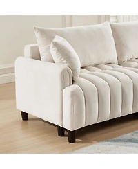 Streamdale Furniture 83" Futon Sofa Bed with Pillows, Convertible Sleeper, Beige