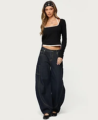 Edikted Women's Ksenia Contrast Layered Square Neck Top