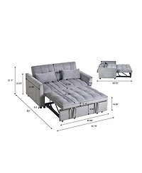 3-in-1 Pull-Out Sleeper Sofa Bed, Convertible Velvet Loveseat with Adjustable Backrest-Maison Boucle