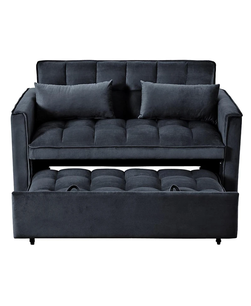 3-in-1 Pull-Out Sleeper Sofa Bed, Convertible Velvet Loveseat with Adjustable Backrest-Maison Boucle