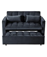 3-in-1 Pull-Out Sleeper Sofa Bed, Convertible Velvet Loveseat with Adjustable Backrest-Maison Boucle