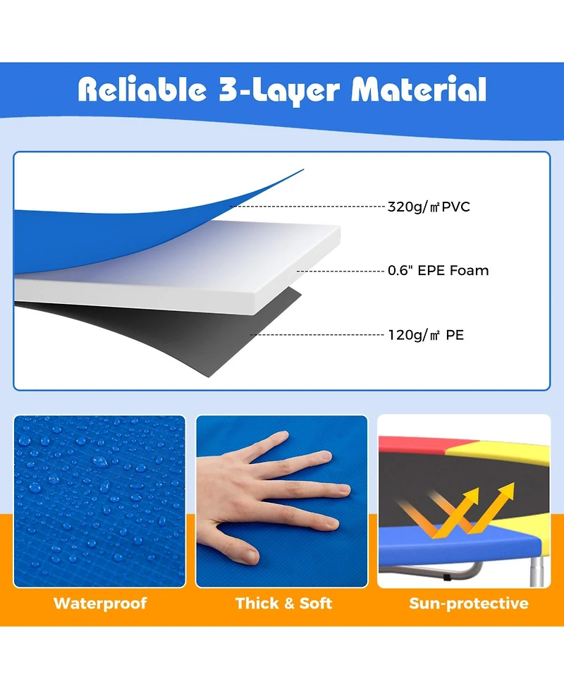 Hongge Trampoline Replacement Safety Pad Waterproof Pvc Foam Spring Cover For Inner Net