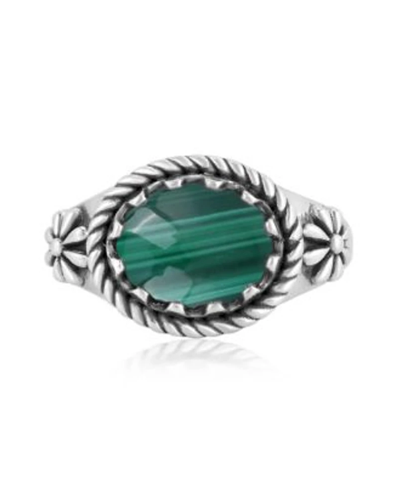 American West Jewelry Sterling Silver Malachite East West Ring