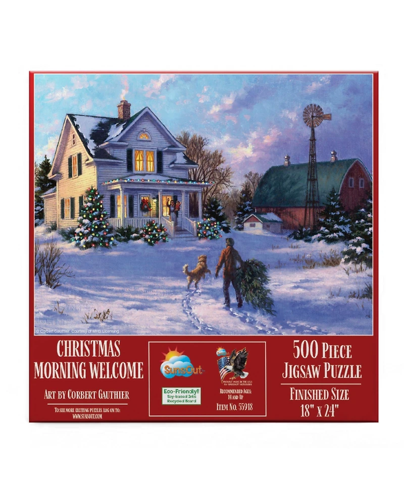 SunsOut Christmas Morning Welcome 500 piece Jigsaw Puzzle for Adults Christmas