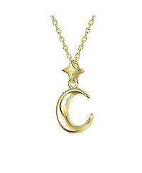 Sleek Crescent Moon and Star Necklace