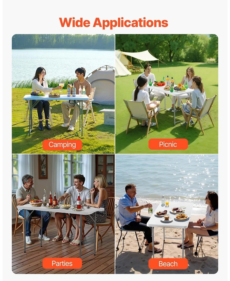 Slickblue Lightweight Foldable Table with Handle for Outdoor Trips